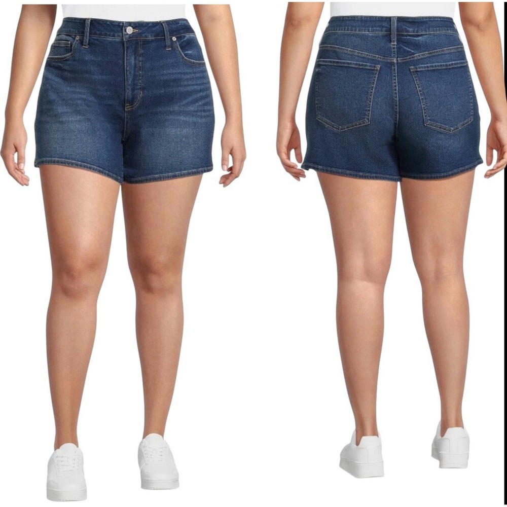 Terra & Sky Stretch Denim Blue Shorts 54% Cotton Size 24W #365